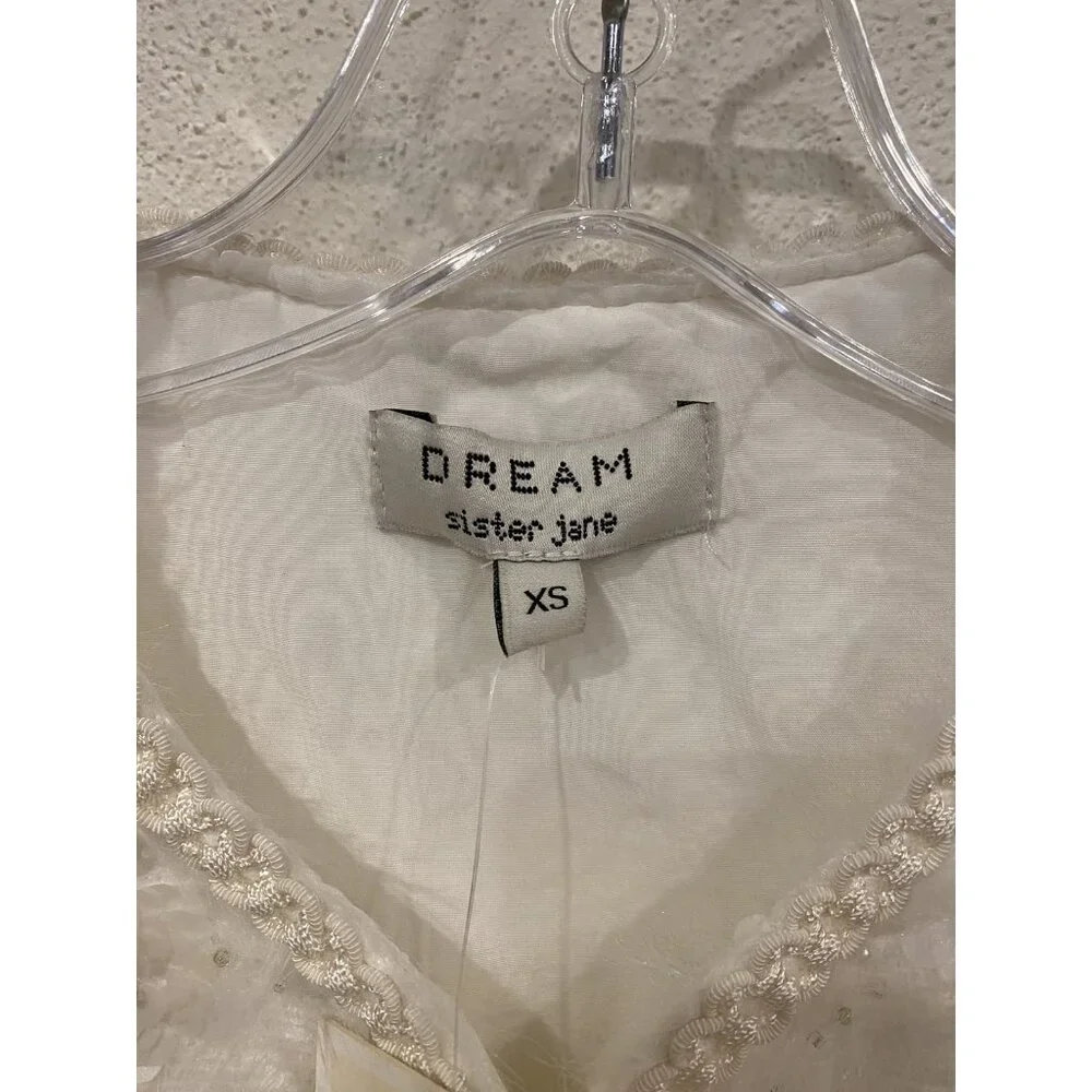 Dream Sister Jane Agatha Jacket Womens XS Ivory Embellished Sequin Pearl Trim - Picture 3 of 7